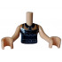 Torso Mini Doll Girl Black Halter Top with Silver Belt and Ruffles over Medium Nougat Shirt with Collar and Buttons Pattern, Medium Tan Arms with Hands: {умерен тан}