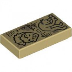 Tile 1 x 2 with Black Scribbles and Sketches of Monster Hyde and Dark Tan Stains Pattern: {тухлено жълт}