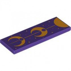 Tile 2 x 6 with Bright Light Orange Half Moon, Crescent Moons, Line, Dots and Stars Pattern: {светло виолетов}