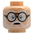 Minifigure, Head White Bushy Eyebrows, Moustache, Beard and Soul Patch, Dark Bluish Gray Eyes, Black Round Glasses with Tape on Bridge, Medium Nougat Forehead Creases, Neutral Pattern: {светло нуга}