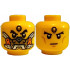 Minifigure, Head Dual Sided Black Thick Eyebrows, Forehead Jewel, Gold, Orange and Silver Mask / Stern with Medium Nougat Cheek Lines and Chin Dimple Pattern: {ярко жълт}