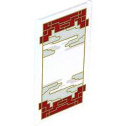 Glass for Window 1 x 4 x 6 with Gold Outlines, White and Light Aqua Clouds and Red Lattice on Dark Red Background Pattern: {прозрачен опал}