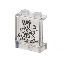 Panel 1 x 2 x 2 with Side Supports - Hollow Studs with Black Monkey King (Sun Wukong) Flying on Cloud Pattern: {прозрачен}