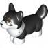 Dog, Friends, Corgi with Molded White Lower Body and Face and Printed Black Nose and Mouth and Medium Nougat Eyes and Eyebrows Pattern (Peaches): {черен}