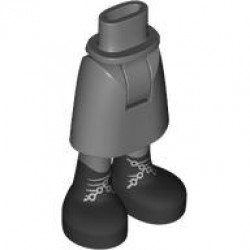 Mini Doll Hips and Skirt Mid-Length with Black Boots with Silver Laces Pattern - Thick Hinge: {тъмно каменно сив}