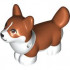 Dog, Friends, Corgi with Molded White Lower Body and Face and Printed Black Nose and Mouth, Dark Orange Eyes and White Blaze Pattern (Waffles): {тъмно оранжев}