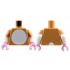 Torso White Furry Chest and Tail on Back Pattern / White Arms with Molded Medium Nougat Short Sleeves Pattern / Bright Pink Hands: {умерен нуга}