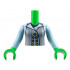 Torso Mini Doll Girl Dark Bluish Gray Vest with Gold Buttons, Light Bluish Gray and Bright Light Blue Pinstripes and Lapels over Black T-Shirt Pattern, Bright Green Arms with Hands with Bright Light Blue Long Sleeves: {ярко зелен}