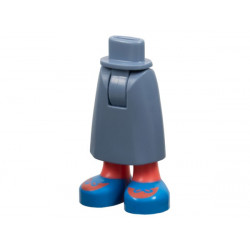 Mini Doll Hips and Skirt Long with Molded Coral Legs and Printed Dark Azure Shoes with Laces Pattern - Thick Hinge: {пясъчно син}