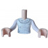 Torso Mini Doll Girl White Dress Top with Dark Bluish Gray Ruffles and Metallic Light Blue and Silver Sparkles Pattern, Light Nougat Arms with Hands with White Long Sleeves: {светло нуга}