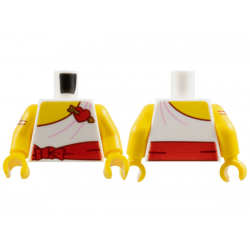 Torso Toga with Yellow Chest, Red Sash and Heart with Gold Arrow, Dark Red Outline and Bright Pink Folds Pattern / Yellow Arm Left / Yellow Arm Right with Gold and Reddish Brown Twisted Upper Arm Bracelet Pattern / Yellow Hands: {бял}