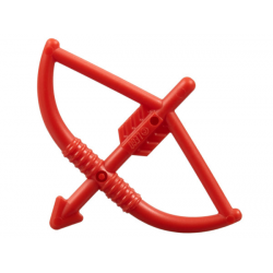 Minifigure, Weapon Bow, Longbow with Arrow Drawn: {ярко червен}