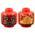 Minifigure, Head Alien Dragon with Orange Eyes, Dark Red Eye Shadow, Dark Tan Bushy Eyebrows, Cheeks and Chin, Scales, Nostrils, Open Mouth with Sharp Teeth Parted and Fangs, Bright Light Yellow Flames on Back Pattern: {ярко червен}