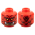 Minifigure, Head Alien Dragon with Orange Eyes, Dark Red Eye Shadow, Dark Tan Chin, Scales, Nostrils, Pronounced Brow, Open Mouth with Sharp Top Teeth and Bottom Fangs Pattern: {ярко червен}