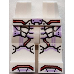 Hips and Legs with Armor Panels and Boot Tips with Lavender Highlights, Red and Coral Trim Pattern: {бял}