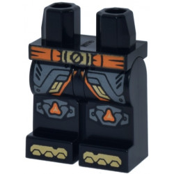 Hips and Legs with Orange Belt with Gold Buckle, Dark Bluish Gray Armor Panels with Trim and Rivets, Knee Pads, Shoe Tips Pattern: {черен}