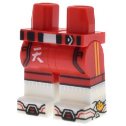 Hips and Legs with Molded White Lower Legs / Boots and Printed Black Belt, Pockets, and Boot Tips, Bright Light Orange Wings and Stripes, White Chinese Logogram '天' (Sky) Pattern: {ярко червен}