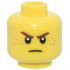 Minifigure, Head Reddish Brown Eyebrows, Nougat Freckles, Angry Scowl Pattern: {ярко жълт}