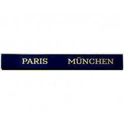 Tile 1 x 8 with Gold 'PARIS' and 'MÜNCHEN' Pattern: {земно син}