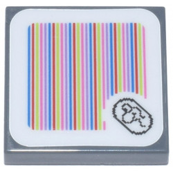 Tile 2 x 2 with Super Mario Scanner Code Yoshi Coin Pattern (Sticker) - Set 71438: {тъмно каменно сив}