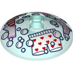 Dish 3 x 3 Inverted (Radar) with Laundry and Bubbles in Washing Machine, Bright Pink, Red and White Socks and Boxer Shorts with Hearts Pattern: {прозрачно светло син}