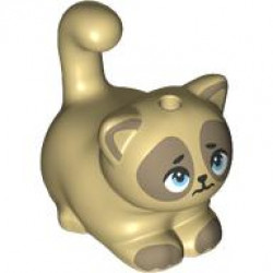Cat, Friends, Large, Sitting with Medium Azure Eyes, Dark Tan Markings, Scared Black Mouth Pattern (Pom): {тухлено жълт}