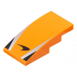 Slope, Curved 4 x 2 with McLaren Logo, Silver Stripes, Black Triangles Pattern: {ярко оранжев}
