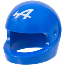 Minifigure, Headgear Helmet Motorcycle (Standard) with Alpine Formula 1 Logo Stylized White Capital Letter A Pattern: {ярко син}