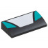 Slope, Curved 2 x 4 x 2/3 with Bottom Tubes with White Trapezoidal Panel in Center and Dark Turquoise Triangular Panels on Sides Pattern: {черен}
