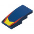 Slope, Curved 4 x 2 with Yellow V-Shaped Center Panel, Red Stripes, Black Triangles Pattern: {земно син}