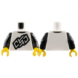 Torso Shirt with Black Outline Stylized 'OSO' and Collar Pattern / Black Arms with White Stylized 'OSO' Pattern / Yellow Hands: {бял}