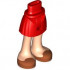 Mini Doll Hips and Skirt with Molded Light Nougat Legs and Printed Dark Orange Open Top Shoes with White Soles Pattern - Thin Hinge: {ярко червен}