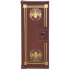 Door 1 x 3 x 6 with Stud Handle with Gold Border with Squares and Arendelle Crest Flowers Pattern: {червеникаво-кафяв}