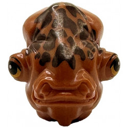 Minifigure, Head, Modified SW Mon Calamari with Dark Brown Skin Texture and Bright Light Orange and Black Eyes with Eyelids Pattern: {тъмно оранжев}