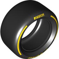 Гума 81.6мм D. x 44мм Гладка с жълт надпис 'PIRELLI', 'P ZERO' и жълта шарка на арка: {черен}