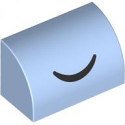 Slope, Curved 1 x 2 with Bottom Stud Holder with Black Closed Eye Curved Line Pattern: {светло кралско син}