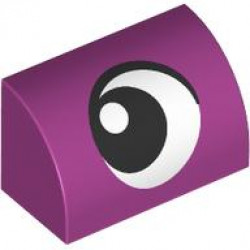 Slope, Curved 1 x 2 with Bottom Stud Holder with Black and White Eye Looking Right Pattern: {ярко червеникаво-виолетов}