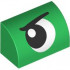 Slope, Curved 1 x 2 with Bottom Stud Holder with Black and White Eye Looking Right with Eyebrow Pattern: {тъмно зелен}