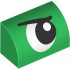 Slope, Curved 1 x 2 with Bottom Stud Holder with Black and White Eye Looking Left with Eyebrow Pattern: {тъмно зелен}
