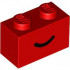 Brick 1 x 2 with Black Smile Curved Line Pattern: {ярко червен}