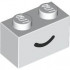 Brick 1 x 2 with Black Smile Curved Line Pattern: {бял}