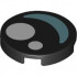 Tile, Round 2 x 2 with Bottom Stud Holder with Eye with White Circles and Metallic Light Blue Crescent Pattern: {черен}