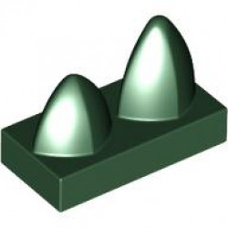 Tile, Modified 1 x 2 with 2 Teeth Vertical: {земно зелен}