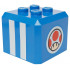Brick, Modified Cube, 4 Studs on Top with White Stripes and Super Mario Toad Head Logo on Circle Pattern on All Sides (Super Mario Toad / Blue Toad Pit Crew Cap): {ярко син}