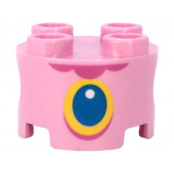 Brick, Round 2 x 2 with Pin Holes with Dark Pink Lace Neck, Dark Azure and Yellow Pendant with White Circle Glint Pattern (Super Mario Baby Peach Torso): {светло пурпурен}