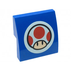 Slope, Curved 2 x 2 x 2/3 with Super Mario Toad Head Logo on White Circle Pattern: {ярко син}
