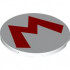 Tile, Round 6 x 6 with Super Mario Logo Red Capital Letter M Pattern: {бял}