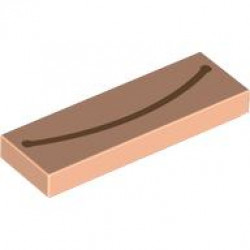 Tile 1 x 3 with Medium Nougat Curved Line Pattern (Super Mario Closed Mouth Smile): {светло нуга}