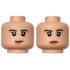 Minifigure, Head Dual Sided Female Black Eyebrows and Double Eyelashes, Nougat Lips, Slight Lopsided Grin / Stern Pattern: {светло нуга}