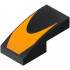 Slope, Curved 2 x 1 x 2/3 with Orange Chevron Pattern: {черен}